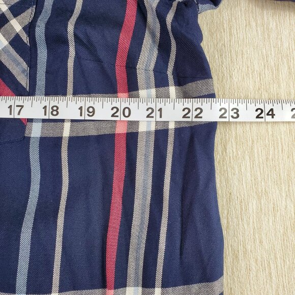 Motherhood maternity blue plaid dress large belted Roll Tab Sleeves pockets NWT - Picture 7 of 9